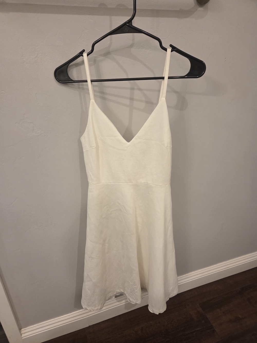 Lulu's White Spaghetti Strap V-Neck Dress
